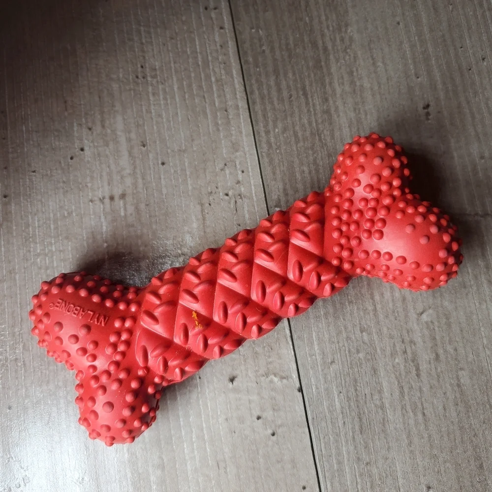 Nylabone Essentials Fun 'N' Fit Rubber Braided Bone Medium Red
